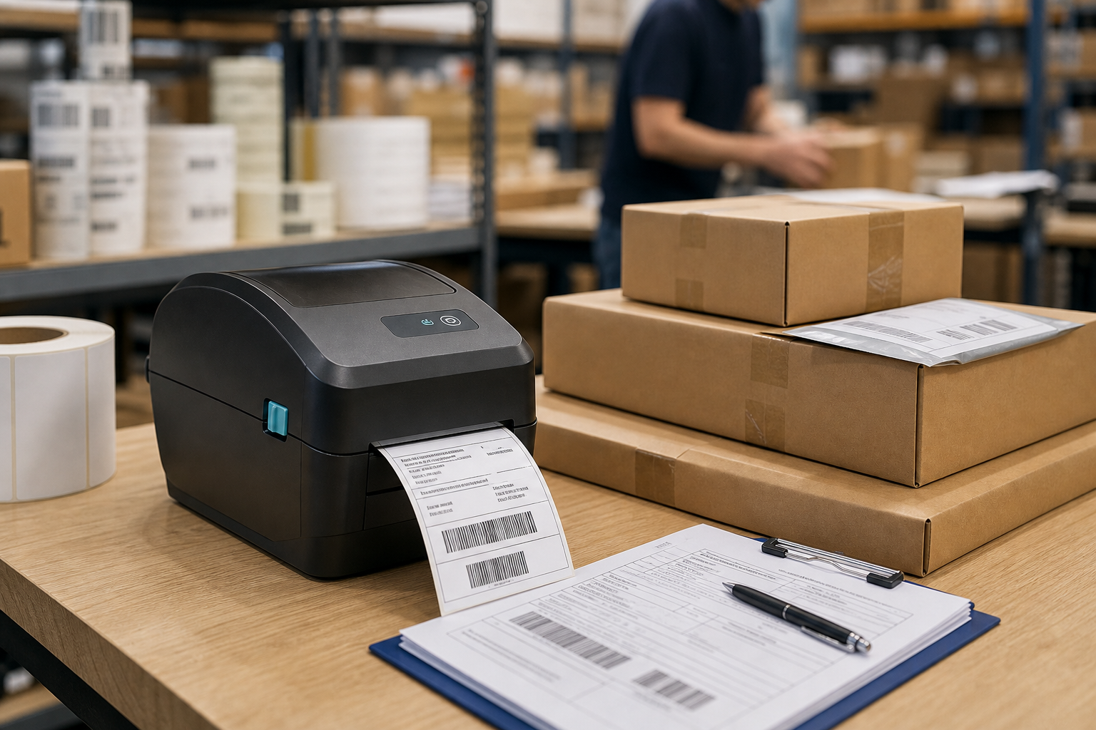 Industrial label printer and dispatch workflow