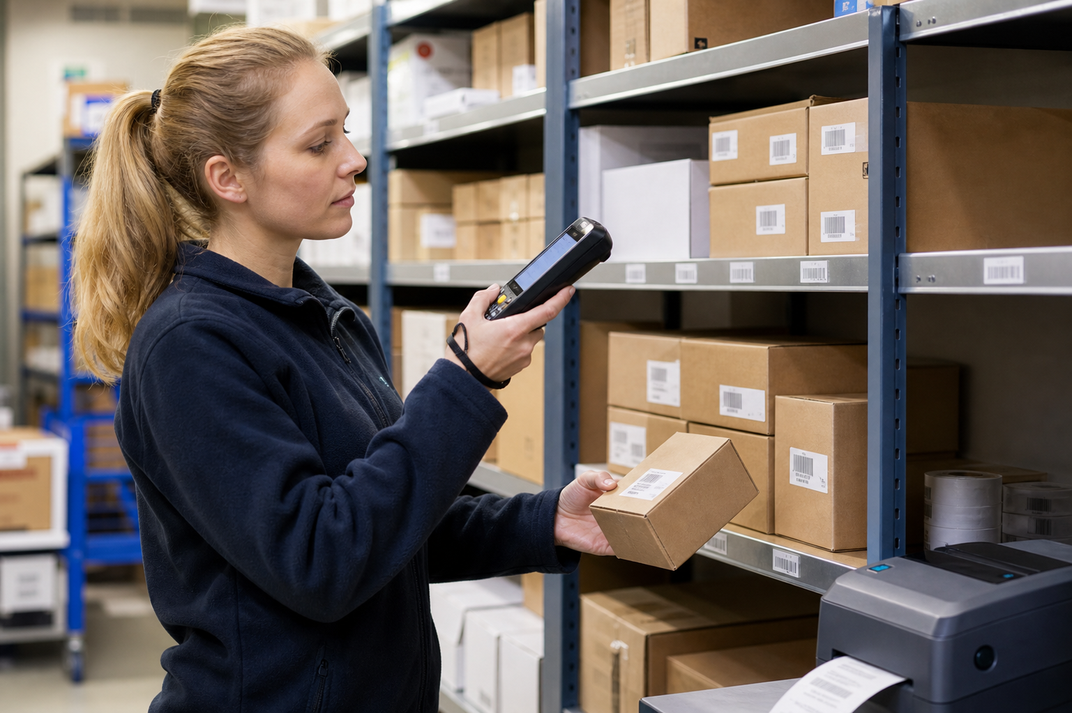 Retail stockroom scanning and labelling workflow